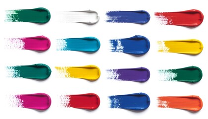Colorful paint brush strokes on white background