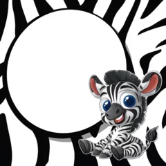 Selbstklebende Fototapeten Cute Zebra with Striped Background © GraphicsRF