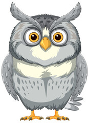 Wise Owl with Big Eyes Illustration