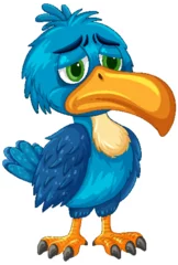 Gordijnen Sad Blue Hornbill Cartoon Illustration © GraphicsRF