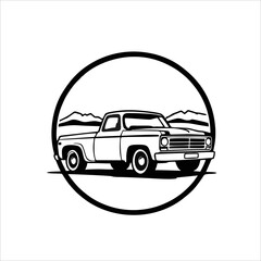 Classic Truck Logo, Old-school Pickup Truck Emblem, Vintage Style