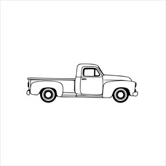 Classic Truck Logo, Side View, Vintage and Retro Badge Style, Monochrome Design