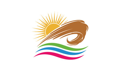 Obraz premium Sunny Wave Crest with Colorful Ocean Currents Design