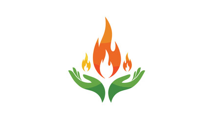 Symbolic Representation of Hands Protecting Flames in Logo Design