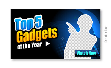 Top 5 Product Review YouTube Thumbnail Template for Online Business and Gadgets