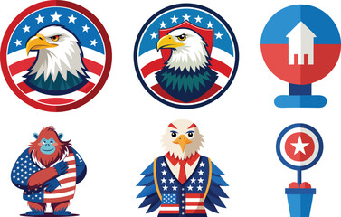 Adobe Illustrator Artwork, 4th of July design bundle, USA Independence Day vector design collection on white background
