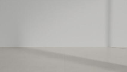 Minimalist white wall and light grey floor interior
