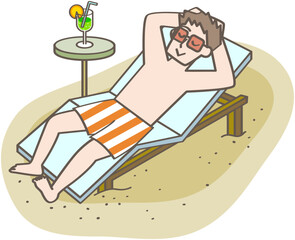 ビーチでリラックスする人