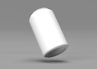 Blank White Aluminum Can Mockup - Isolated on Gray Background