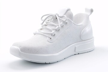 Comfortable training sneaker with a clean white plastic-like finish