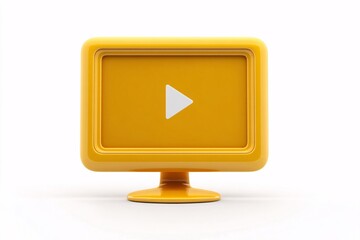 3D rendering of yellow computer monitor, isolated on white background.