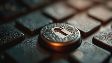 A close-up of a keyboard key featuring a padlock symbol, representing cybersecurity and data protection.