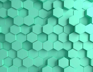 Naklejka premium 3D Render of Mint Green Honeycomb Structure with Soft Shadows – Abstract Geometric Background