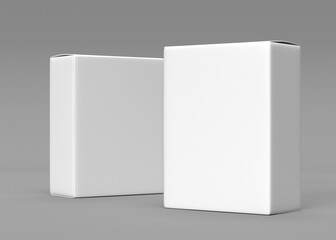 Two Blank White Cardboard Boxes Mockup on Gray Background
