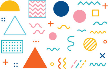 abstract colorful basic shapes memphis style