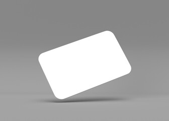 Blank White Rounded Corner Business Card Mockup on Gray Background
