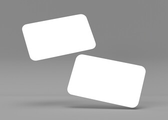 Two Blank White Business Cards Mockup, Floating on Grey Background