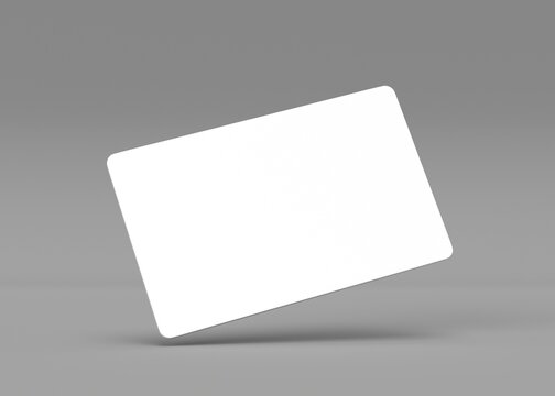 Blank White Gift Card or Loyalty Card Mockup on Gray Background