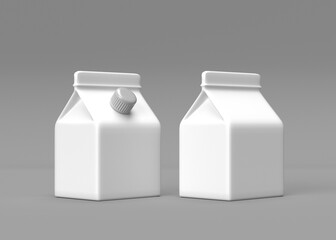 Two Blank White Gable Top Cartons for Milk or Juice - Packaging Mockup