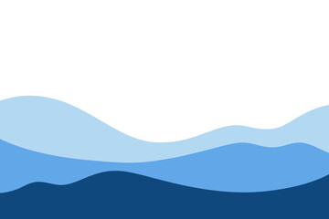 Abstract blue sea waves on a white background. Endless undulating shapes of water. Background element, flat design, vector. Modern minimalistic background for banners, posters with space for text