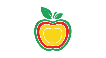 Colorful Apple Slice with Leaves Logo Design