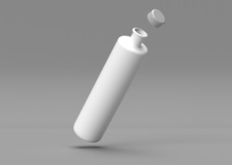 White Cylindrical Bottle with Cap Mockup - Product Packaging Template