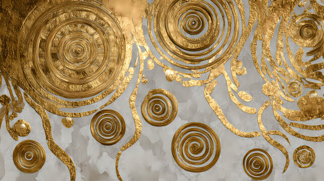 fine art series promo | mythic rebirth | melancholic beauty | gold and ivory | flattened dimension | gold spirals | decorative robe pattern | gold leaf application | romantic decay | vienna secession
