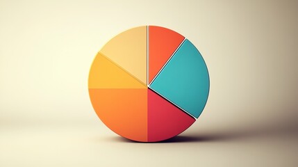 Simple Colorful Sliced Pie Chart Diagram Illustration For Business Presentation