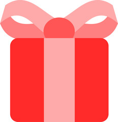 Red Gift Box with Pink Ribbon – Flat Vector Illustration for Celebration and Holiday
