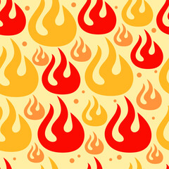 Decorative flames pattern. Repeated stylized fires, simple silhouette icons, burning elements, bonfires symbols. Textile, wrapping paper, wallpaper. Print for fabric splendid vector background