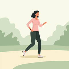 A woman is doing work out at the city park with casual style ware