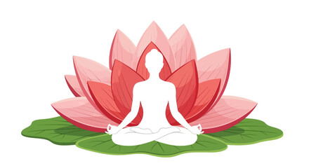 Peaceful Lotus Pose Silhouette with Floral Surroundings