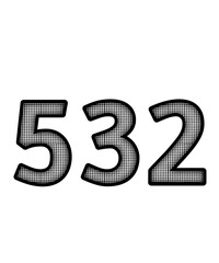 Black and white color numbers 532