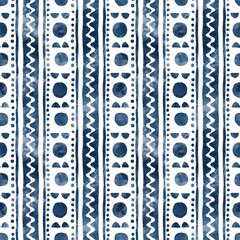 colorful seamless pattern, geometric elements in blue on white background © Людмила Литвин
