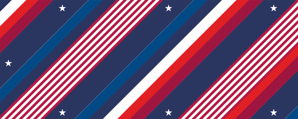 Obraz premium Patriotic Stripes Red with White and Blue Diagonal Pattern with Stars