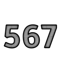 Black and white color numbers 567