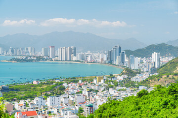 Awesome aerial view of Nha Trang, Vietnam. Wonderful cityscape