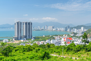Awesome aerial view of Nha Trang, Vietnam. Wonderful cityscape
