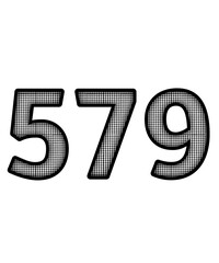 Black and white color numbers 579