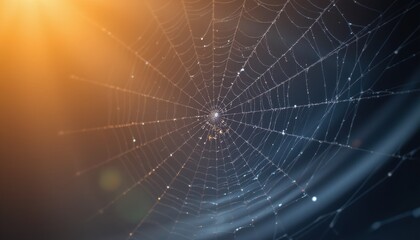 Fototapeta premium cobweb gradient subject line: photo cobweb against black background with gradient color toning maina cobweb against a black background, toned in gradient color