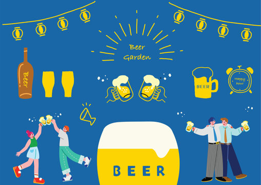 ビールで乾杯する人々