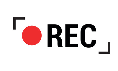 Rec icons. Of record buttons. Video recording Sign. Red and black symbol for the start of recording audio or video on camera. Logo for livestream on computer or radio. Web player technology. Vector.