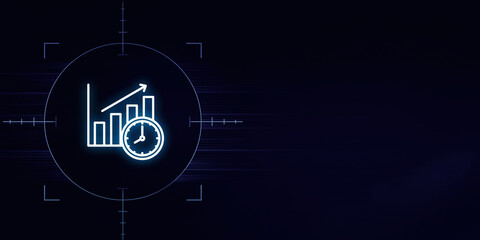 Graph with Clock Icon Indicating Time-Based Performance