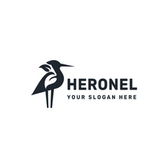Heron logo, Natural animal logo vector icon illustration