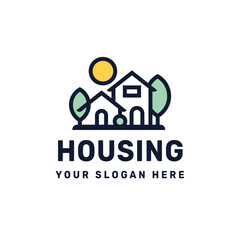 House logo, minimalist real estate logo vector icon illustration