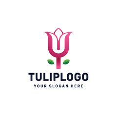 Tulip logo vector icon illustration