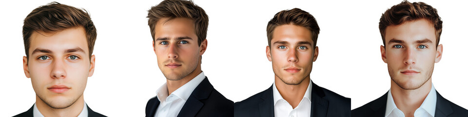 set of A young man in an attractive suit, thinking about business, photo of an attractive young businessman in a suit, a successful young man in an attractive suit, on a transparent backgrounds