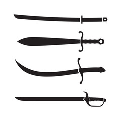 Sword set and icon Blade Icon with Minimalist Sharp