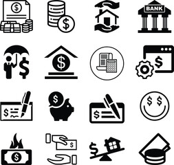 Finance set of web icons in line style. 