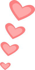 Vertical Line of Pink Hearts – Cute Falling Love Vector for Romantic Background